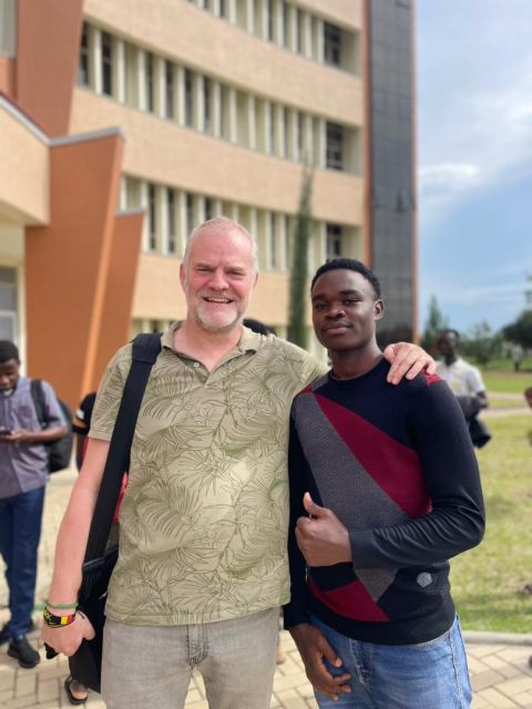 With a fellow attendee outside the venue after the meetup.
